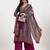 Yufta purple and blue floral natural silk crepe a-line have a lining kurta palazzo dupatta set