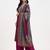 Yufta purple and blue floral natural silk crepe a-line have a lining kurta palazzo dupatta set