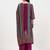 Yufta purple and blue floral natural silk crepe a-line have a lining kurta palazzo dupatta set