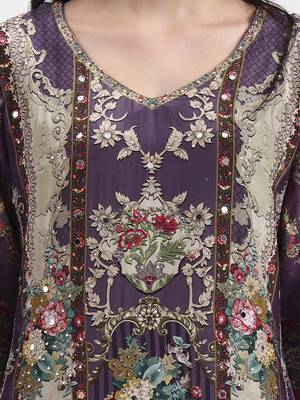 lavender paisley print natural silk crepe a-line kurta palazzo dupatta set 4