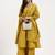 Yufta mustard solid roman silk anarkali kurta palazzo dupatta set