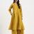 Yufta mustard solid roman silk anarkali kurta palazzo dupatta set