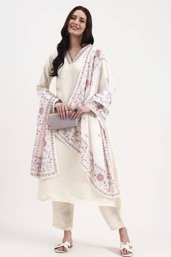 Yufta roman silk cream kurta dupatta pant setset
