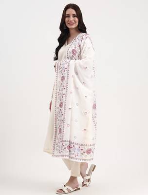roman silk cream kurta dupatta pant setset 2