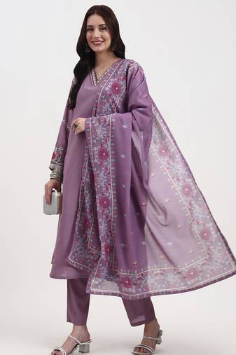Yufta roman silk lavender kurta dupatta pant setset