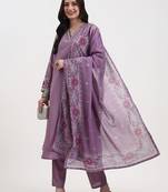 roman silk lavender kurta dupatta pant setset