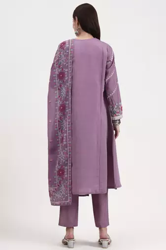 roman silk lavender kurta dupatta pant setset