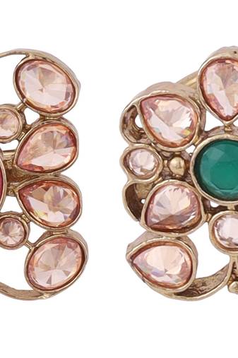 Pleasant oval shape gold plated set of 2 combo adjustable finger ring for women