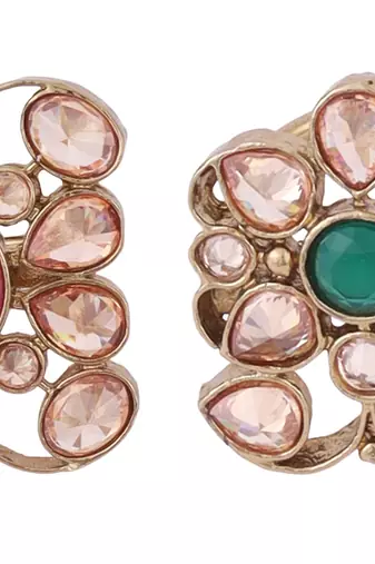 Pleasant oval shape gold plated set of 2 combo adjustable finger ring for women