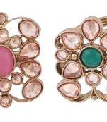 Pleasant oval shape gold plated set of 2 combo adjustable finger ring for women