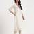 Yufta cream chanderi a line dori embroidery kurta set with pant and dupatta