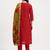 Yufta red chanderi a line dori embroidery kurta set with pant and dupatta