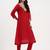Yufta red chanderi a line dori embroidery kurta set with pant and dupatta