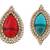 Inspired oval shape center red stone gold plated set of 2 combo adjustable finger ring for women