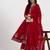 Yufta red vichitra kalidaar kurta set with pant and dupatta