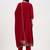 Yufta red vichitra kalidaar kurta set with pant and dupatta