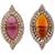 Lavish oval shape center pink stone gold plated set of 2 combo adjustable finger ring for women