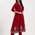 Yufta red vichitra kalidaar kurta set with pant and dupatta