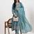 Yufta turquoise blue vichitra kalidaar kurta set with pant and dupatta