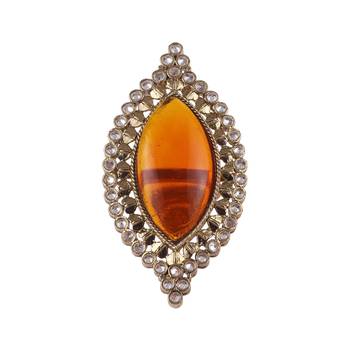 Lavish oval shape center pink stone gold plated set of 2 combo adjustable finger ring for women 4