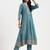Yufta turquoise blue vichitra kalidaar kurta set with pant and dupatta