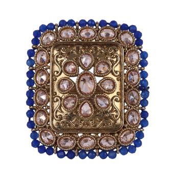 Admirable square and oval shape gold plated set of 2 combo adjustable finger ring for women & girls 5