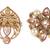 Superb flower and oval shape gold plated set of 2 combo adjustable finger ring for women