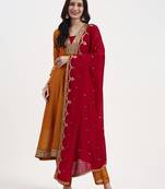 mustard vichitra kalidaar kurta set with pant and dupatta