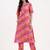 Yufta pink cotton leheriya kurta pant set