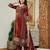 Yufta natural crepe maroon kurta dupatta pant set
