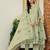 Yufta green floral print pure cotton kantha work a-line kurta trouser dupatta set