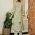 Yufta green floral print pure cotton kantha work a-line kurta trouser dupatta set