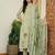 Yufta green floral print pure cotton kantha work a-line kurta trouser dupatta set