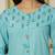 Yufta sky blue floral print pure cotton kantha work a-line kurta trouser dupatta set