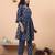 Yufta blue cotton maternity a-line kurta pant set