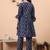 Yufta blue cotton maternity a-line kurta pant set