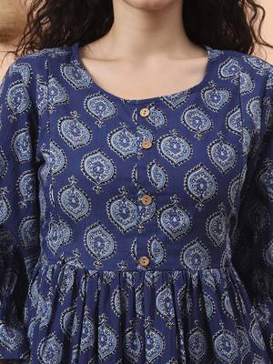 blue cotton maternity a-line kurta pant set 4