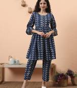 blue cotton maternity kurta pant set