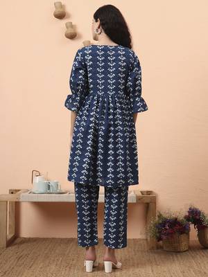 blue cotton maternity kurta pant set 3