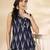 Yufta blue cotton front slit ikat co-ord set