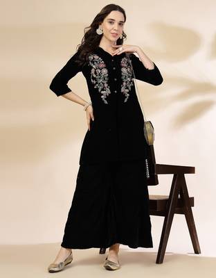 black velvet zari work co-ord set 1