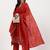 Yufta rust kantha work chanderi silk a-line kurta trouser dupatta set