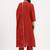 Yufta rust kantha work chanderi silk a-line kurta trouser dupatta set