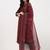 Yufta rust pure cotton a flared kurta set with pant and dupatta