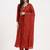 Yufta rust solid chanderi silk a-line kurta trouser dupatta set