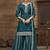 Teal blue embroidered zari work silk palazzo ( full stitched free size )