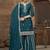 Teal blue embroidered zari work silk palazzo ( full stitched free size )