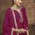 Rani pink embroidered zari work silk palazzo ( full stitched free size )