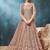 Peach embroidered net anarkali suit