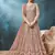 Peach embroidered net anarkali suit